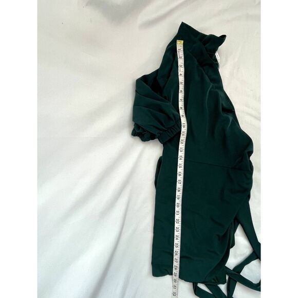 Lucy in the Sky Emerald Green Ruffle Trim Dress Size S Belted Romantic Cocktail - Picture 11 of 11